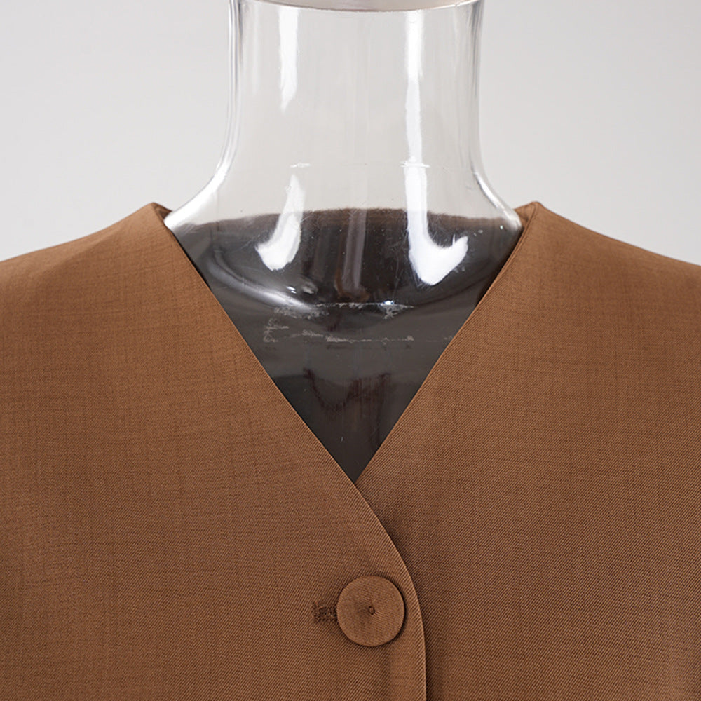 V-Neck Tailored Jacket & Trousers Set | Modest Luxury Suit