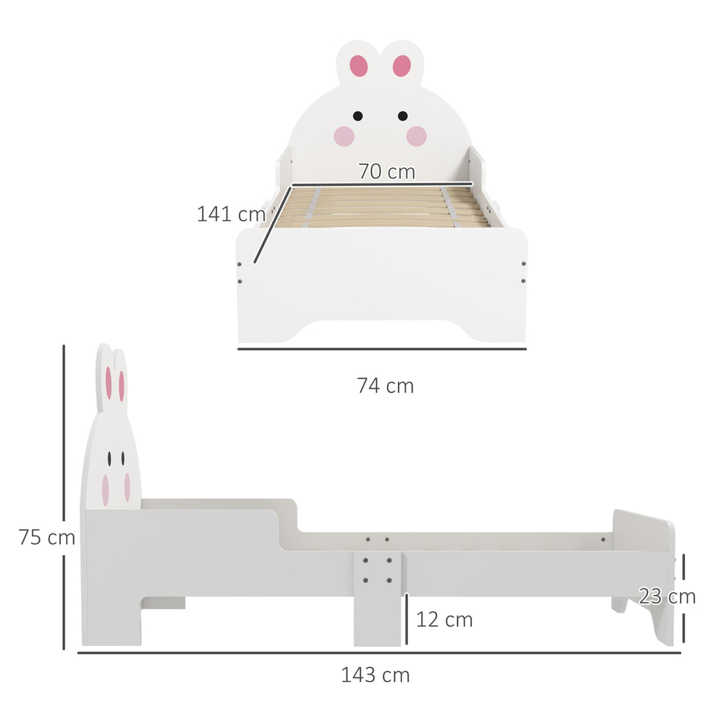 Rabbit-Designed Toddler Bed, Kids Bedroom Furniture - White