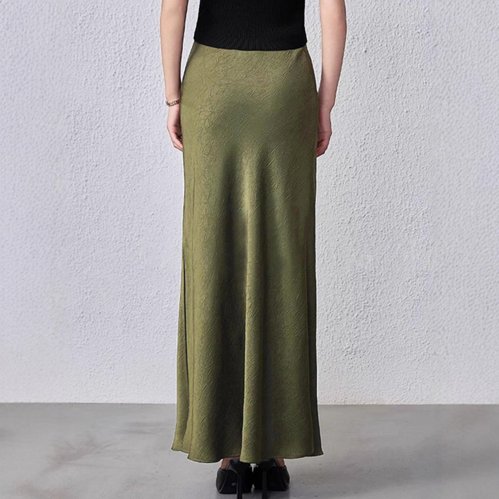 Satin Midi Skirt | High-Waist Elastic Waistband | Modest Elegance