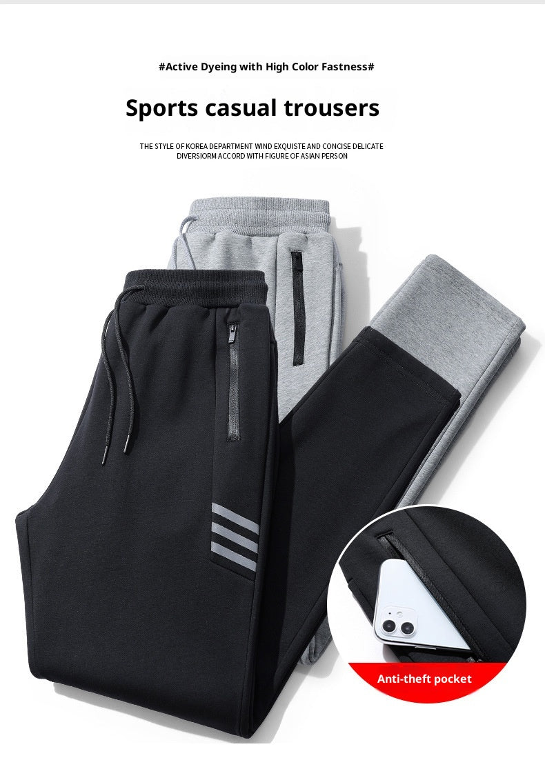 Men's Versatile Straight-leg Casual Cropped Pants Loose With Cuffed Hem