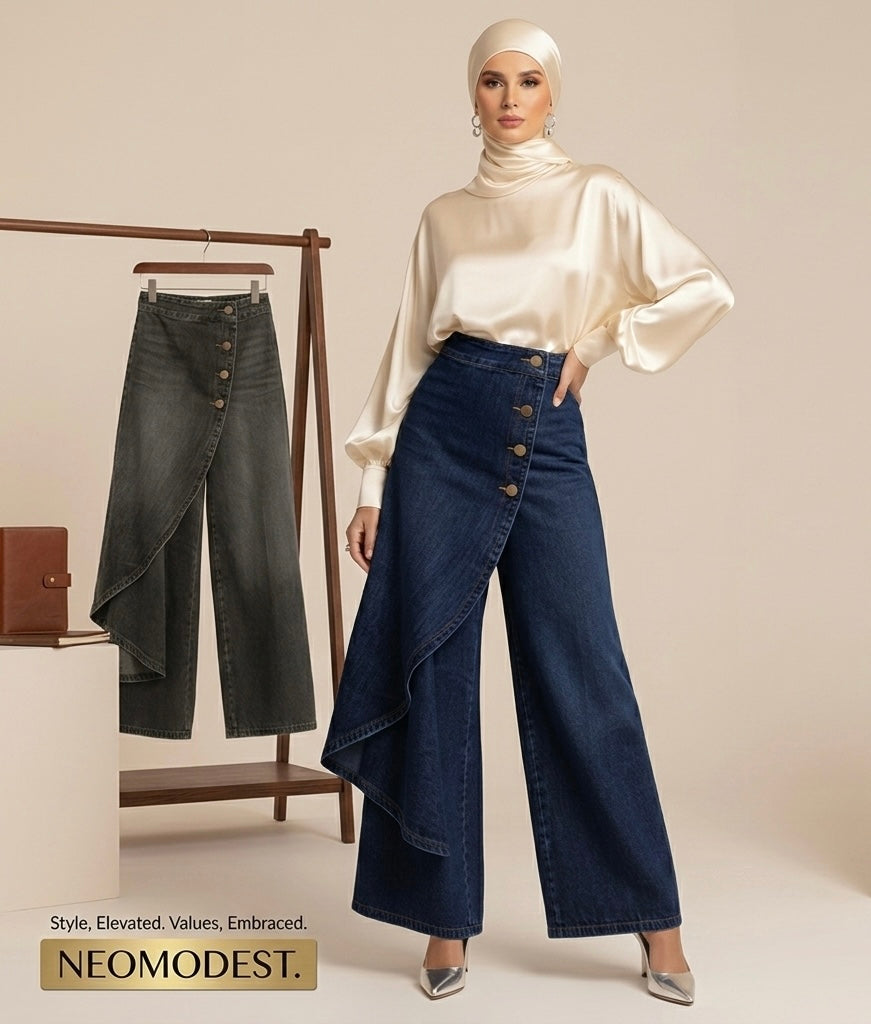 Women's Casual Denim-Style Pants | Premium Modest Fashion
