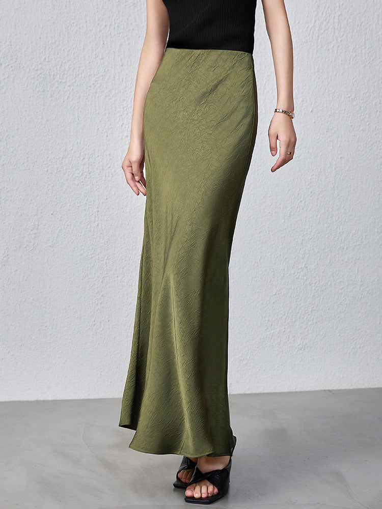 Satin Midi Skirt | High-Waist Elastic Waistband | Modest Elegance