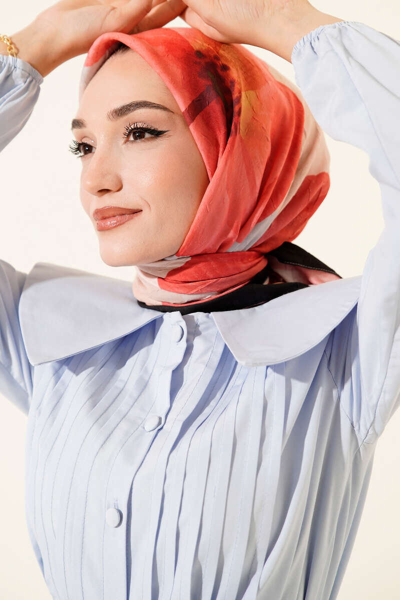 Floral Striped Bamboo Crash Scarf – Red | neomodest