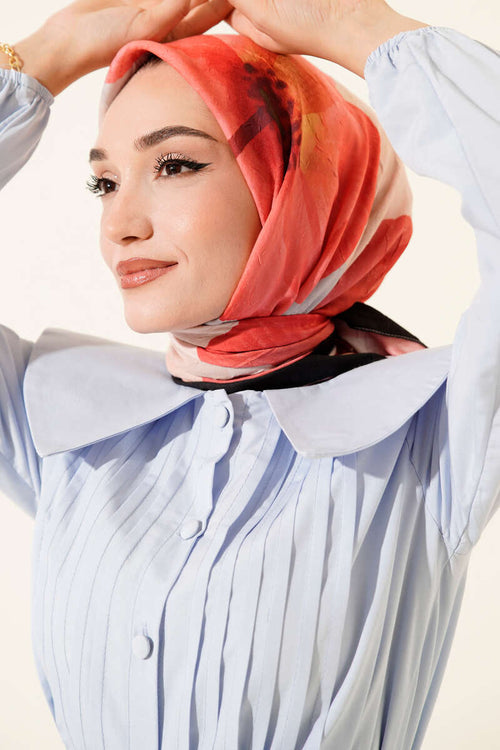Floral Striped Bamboo Crash Scarf – Red | neomodest