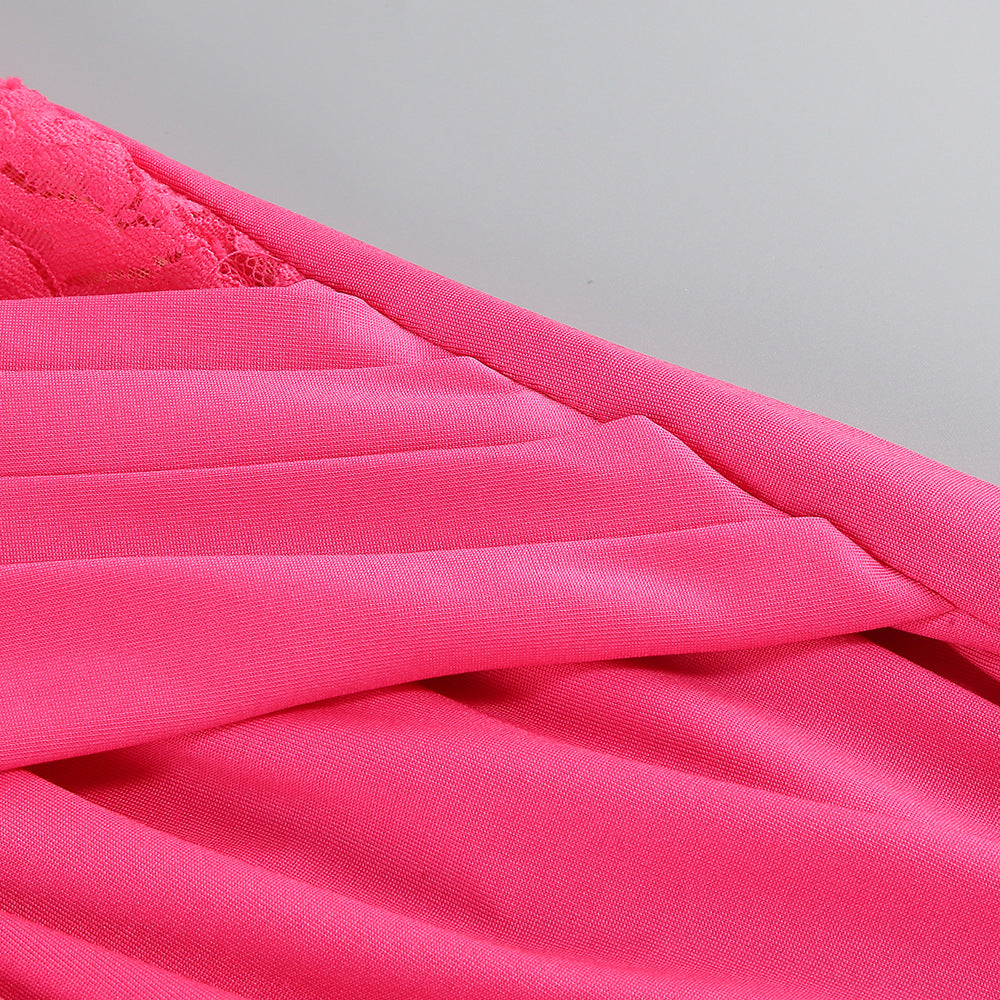 Rose Vintage Lace Maxi Dress with Pleated Waist