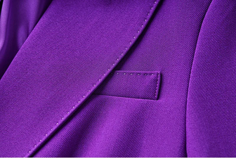 Purple Tailored Jacket & Flared Trousers, Women's Business Suit
