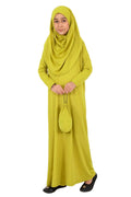 Girls' Modest Prayer Dress with Turban & Veil | Olive Green & Navy
