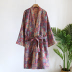 Retro Jacquard Bathrobe, Japanese Kimono Robe