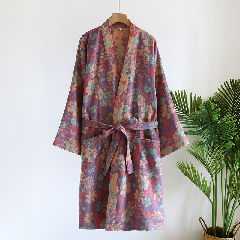 Retro Jacquard Bathrobe, Japanese Kimono Robe