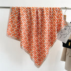 Women's Premium Twill Silk Scarf, Large Printed 90/90cm Striped Square Scarf