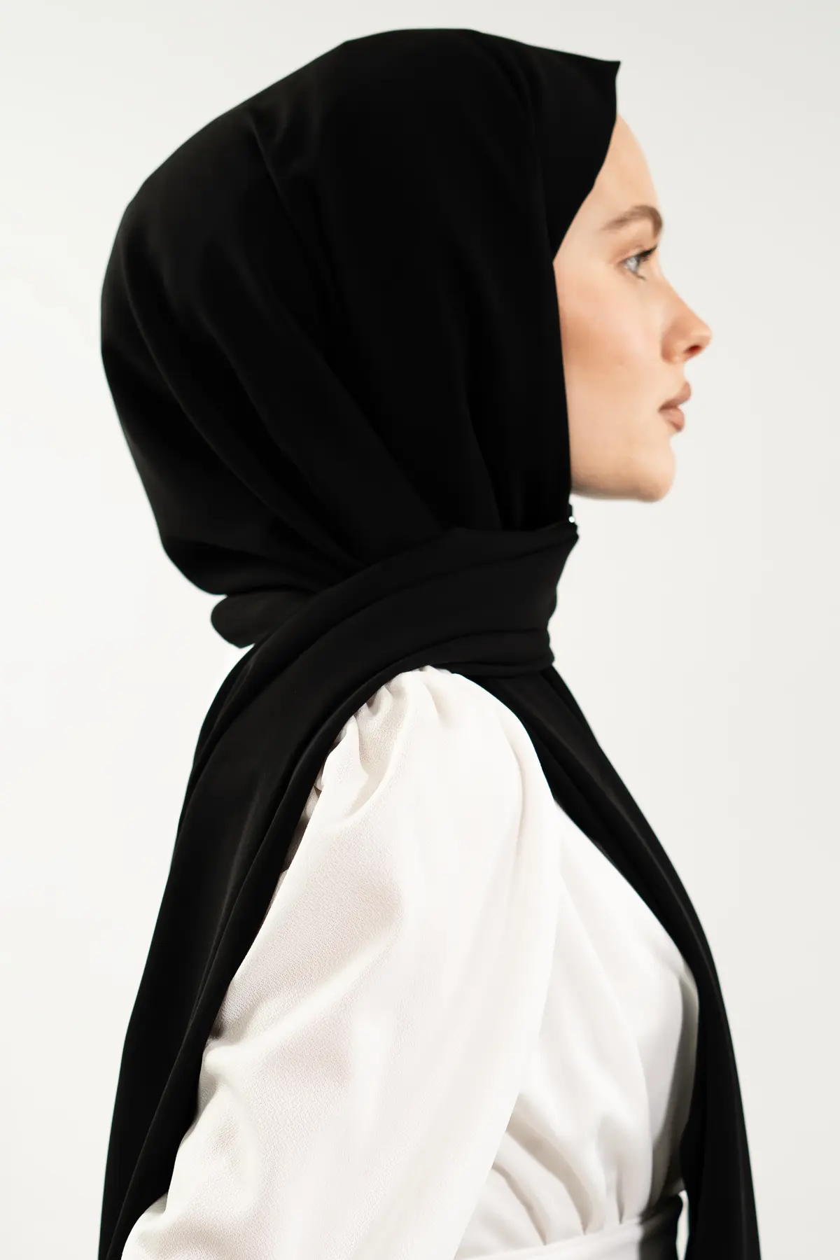 Premium Madina Silk Hijab, Powder Pink & Black