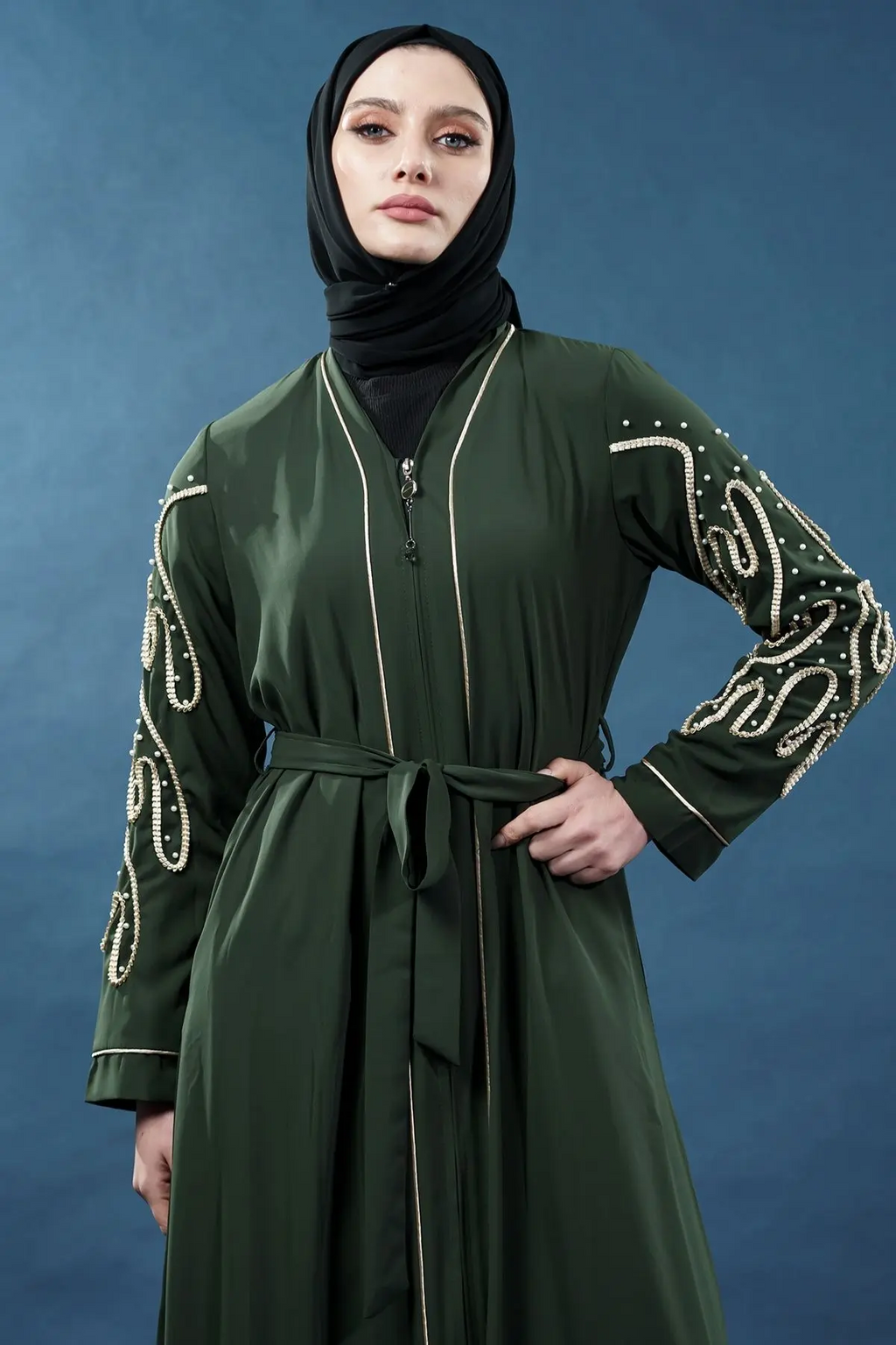 Pearl-embellished Embroidered Luxury Abaya