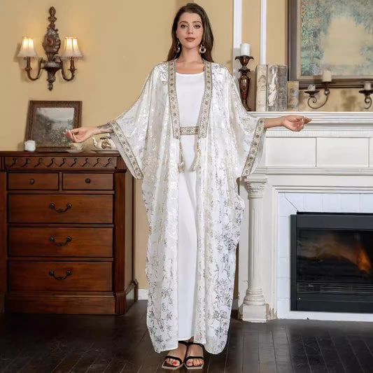 Einteilige Eid-Abaya für muslimische Frauen, bronzierendes Abaya-Gewand