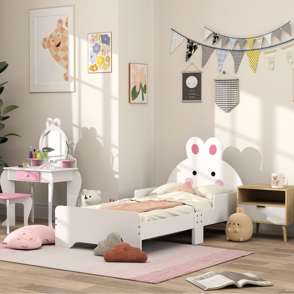 Rabbit-Designed Toddler Bed, Kids Bedroom Furniture - White