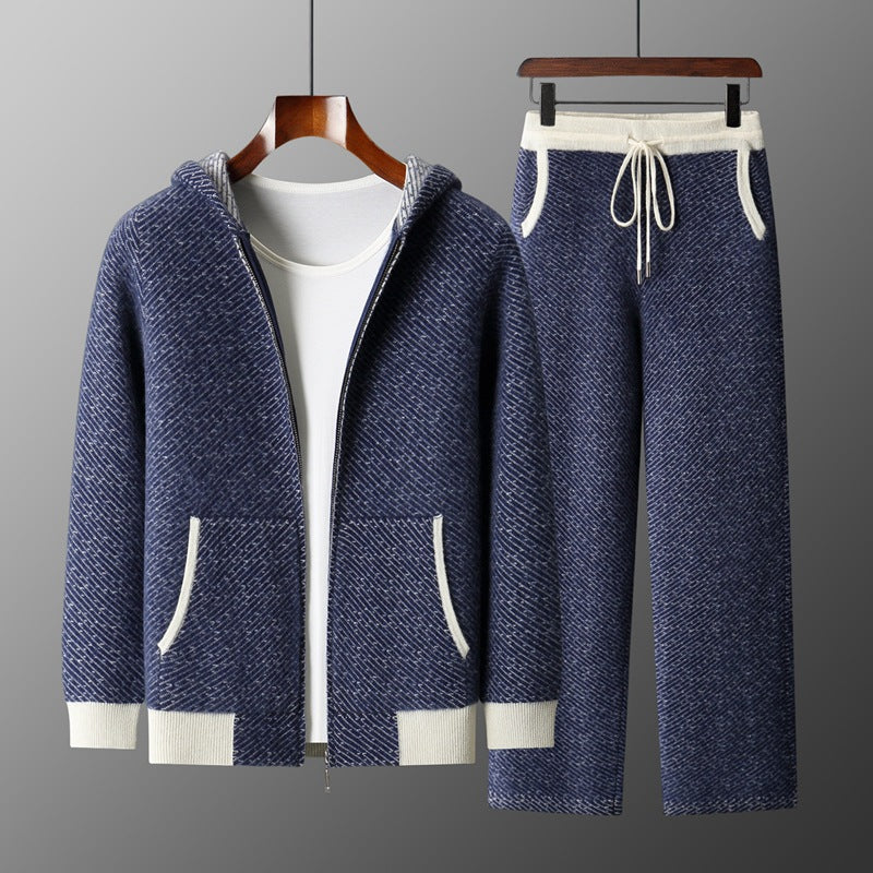 Men's Hooded Casual Sweater Set
