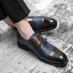 Men's Double Buckle Plus Size Leather Shoes