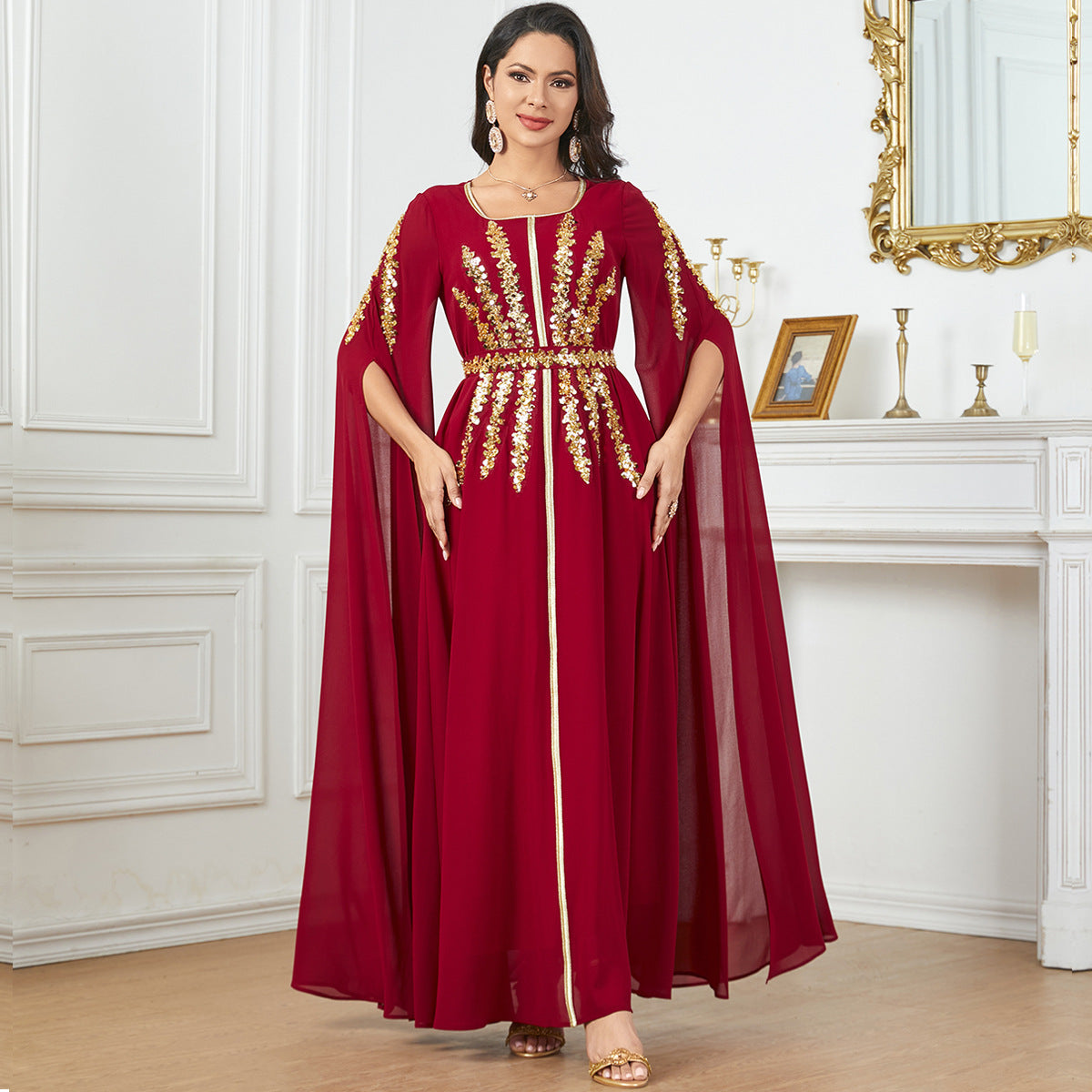 Elegant Chiffon Abaya with Split Sleeves