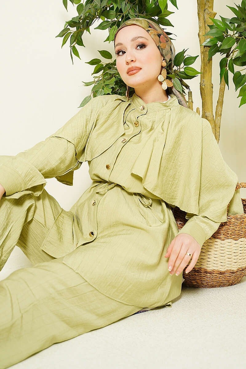 2-Pieces Modest Co-ord Set with Gold Buttons