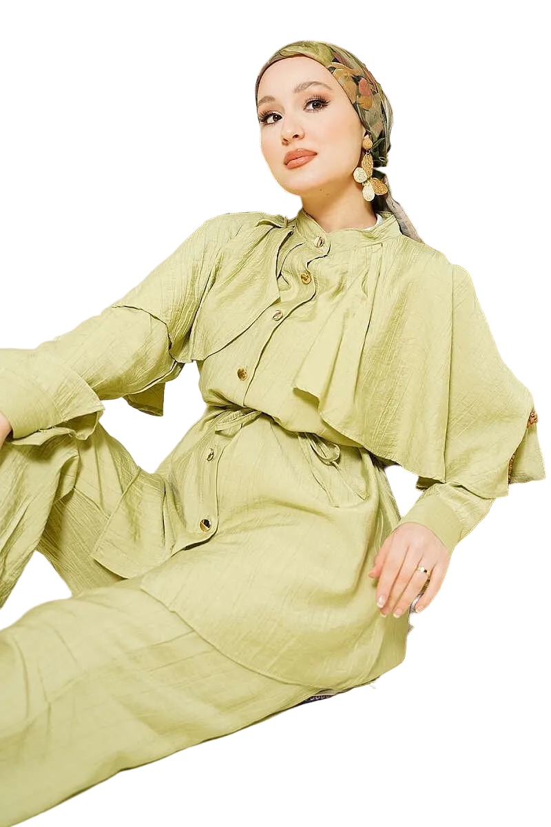 2-Pieces Modest Co-ord Set with Gold Buttons