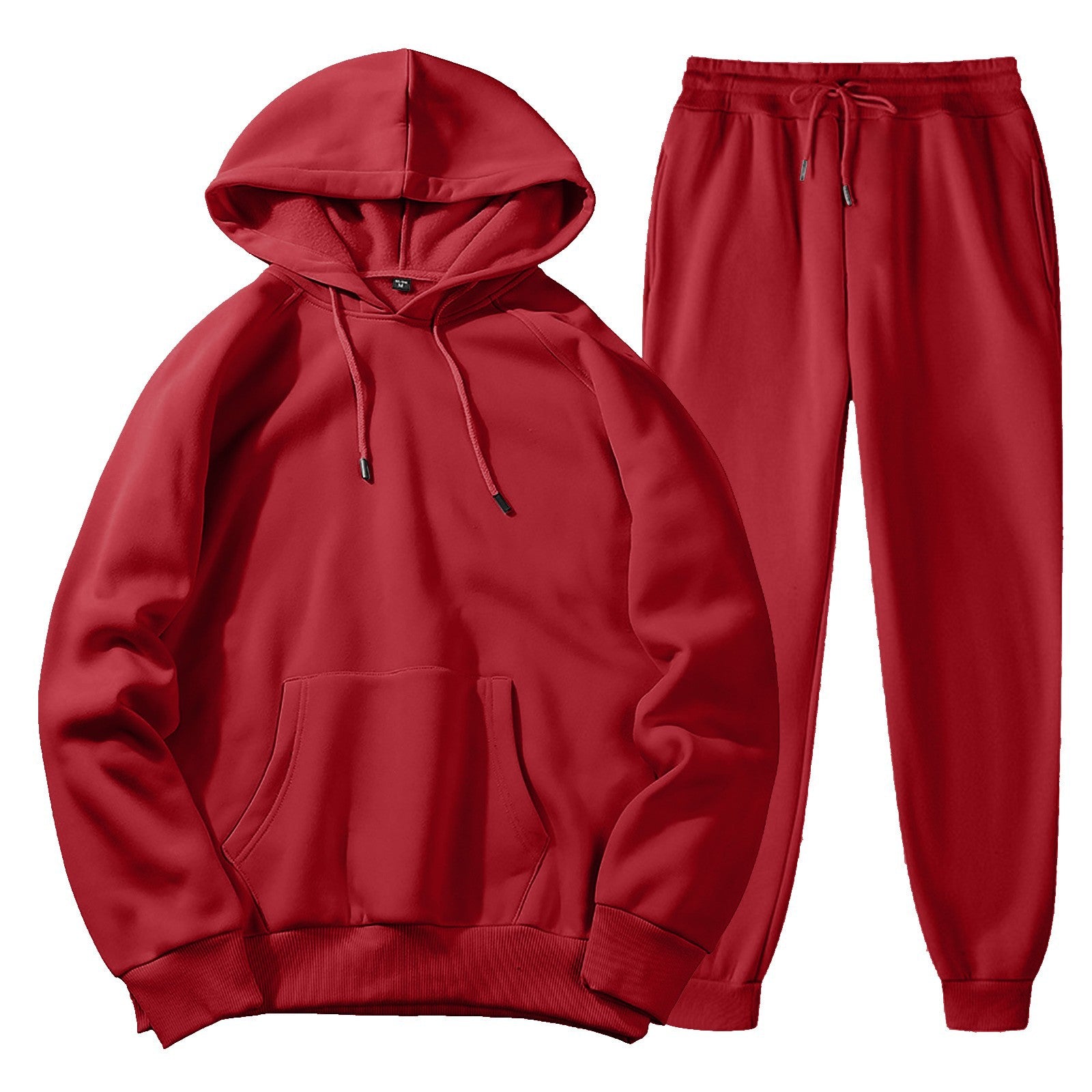 Men's Casual Solid Colour Sports Suit, Sports Hoodie and Trousers Set