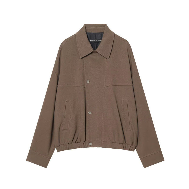 Casual Lapel Bomber Jacket And Cropped Pants Set