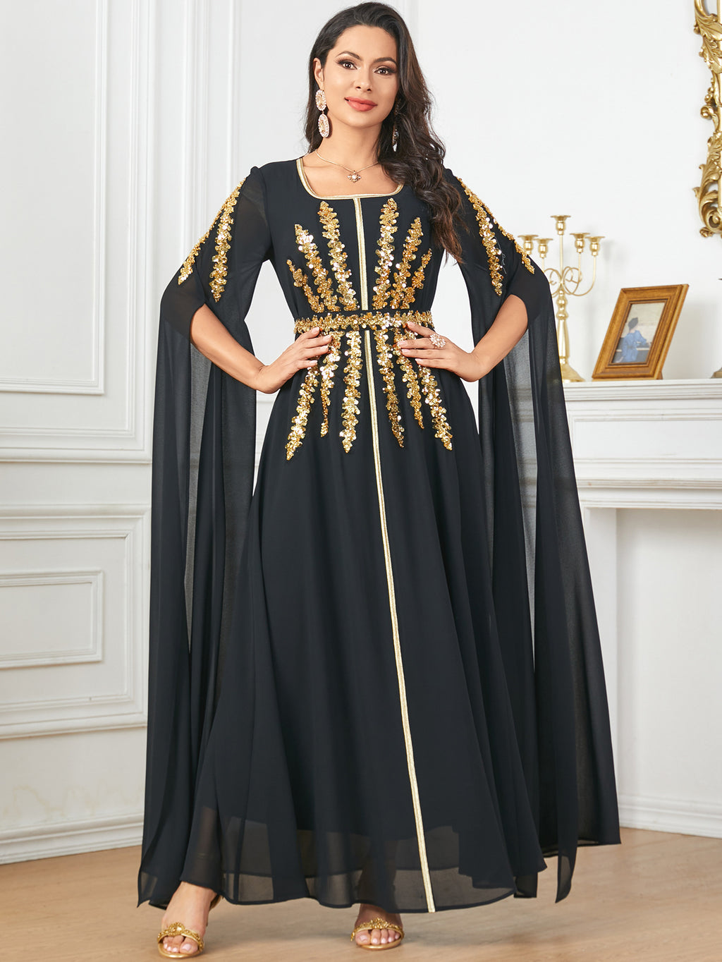 Elegant Chiffon Abaya with Split Sleeves