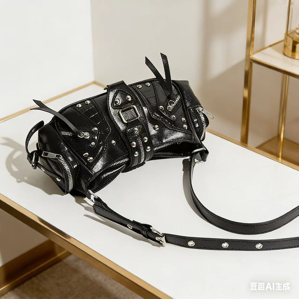 Street Style Crossbody Bag | Edgy Biker Shoulder Bag