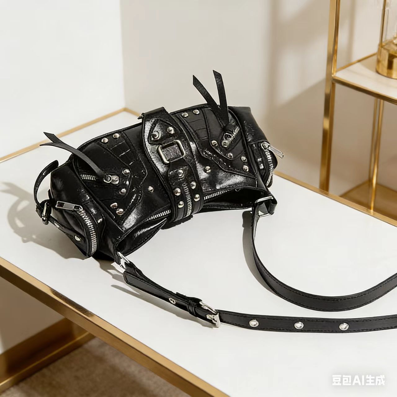 Street Style Crossbody Bag | Edgy Biker Shoulder Bag