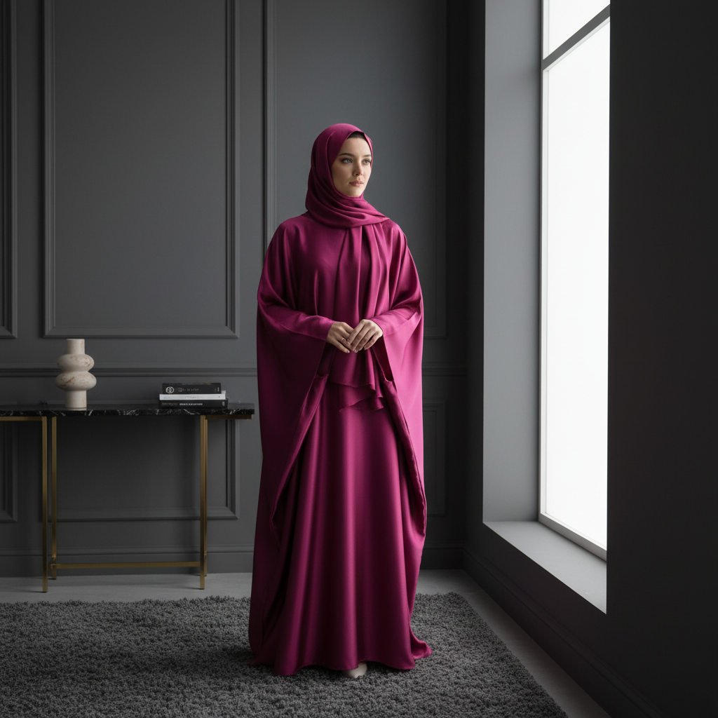 Silk Shimmer Abaya Cape - Middle Eastern Cinched Modest Fashion