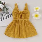 Kids' Organic Cotton Sleeveless Dress, Girls' Cute Dress with Bow Tie