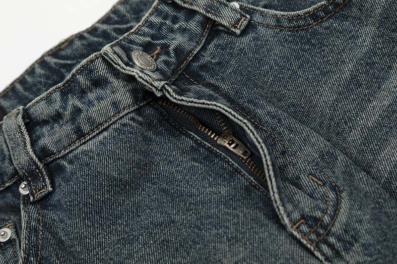 Deconstructed Wide-Leg Denim Jeans