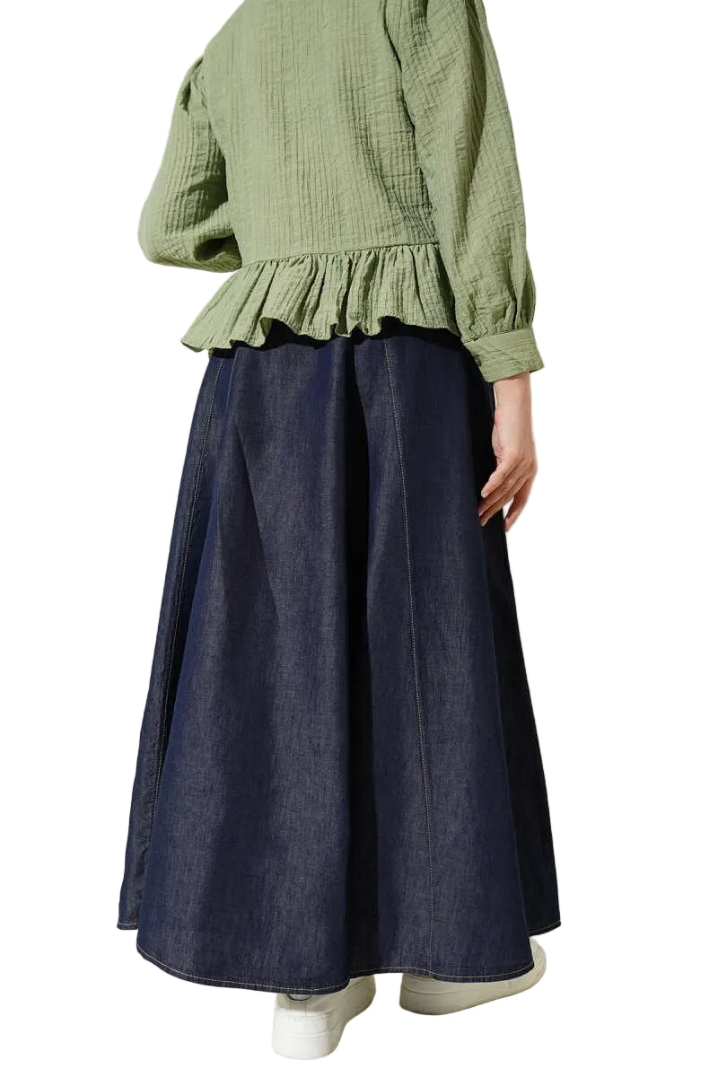 Pre-Order | Premium Flared Denim Skirt | neomodest