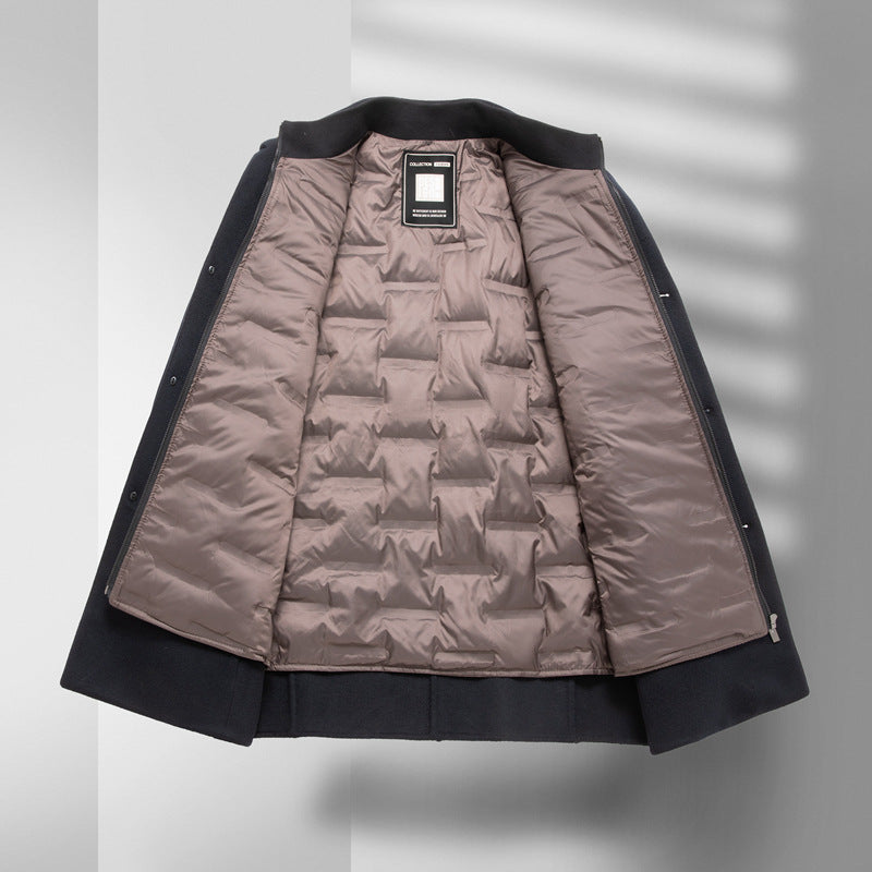 Premium Wool Double-Faced Overcoat with Detachable Down Lining