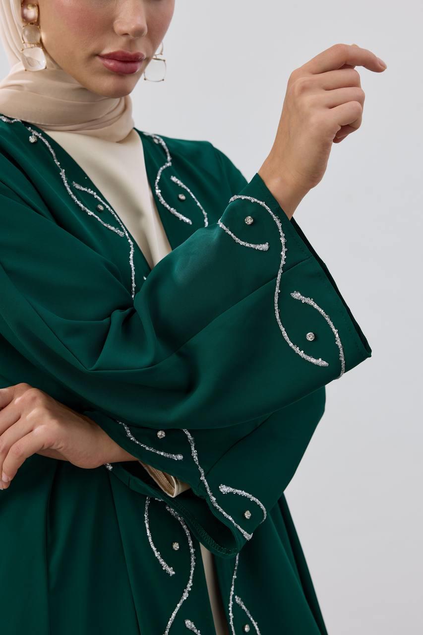 Stone Detailed Premium Abaya | Black, Navy & Emerald Green [Pre-Order]