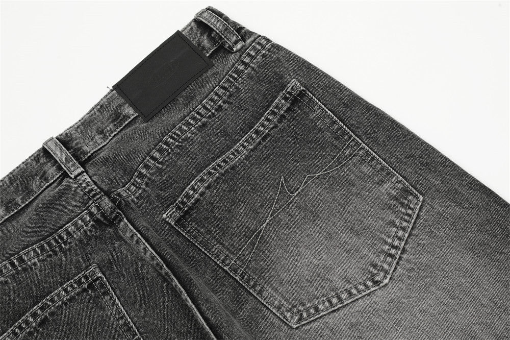 Vintage Washed Straight-Leg Denim Trousers