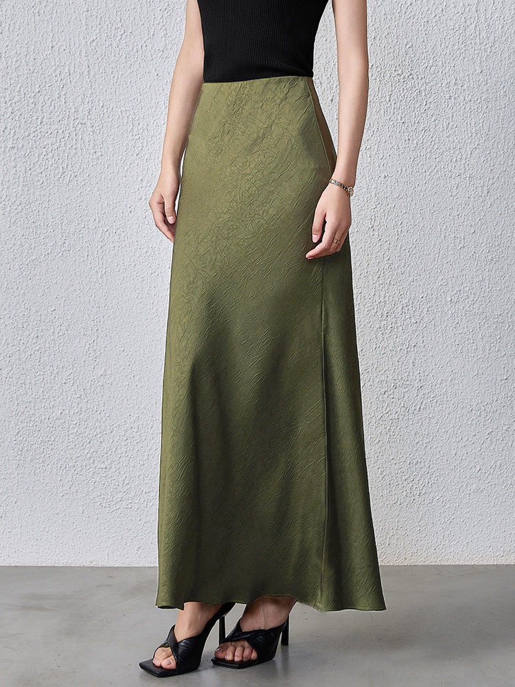 Satin Midi Skirt | High-Waist Elastic Waistband | Modest Elegance