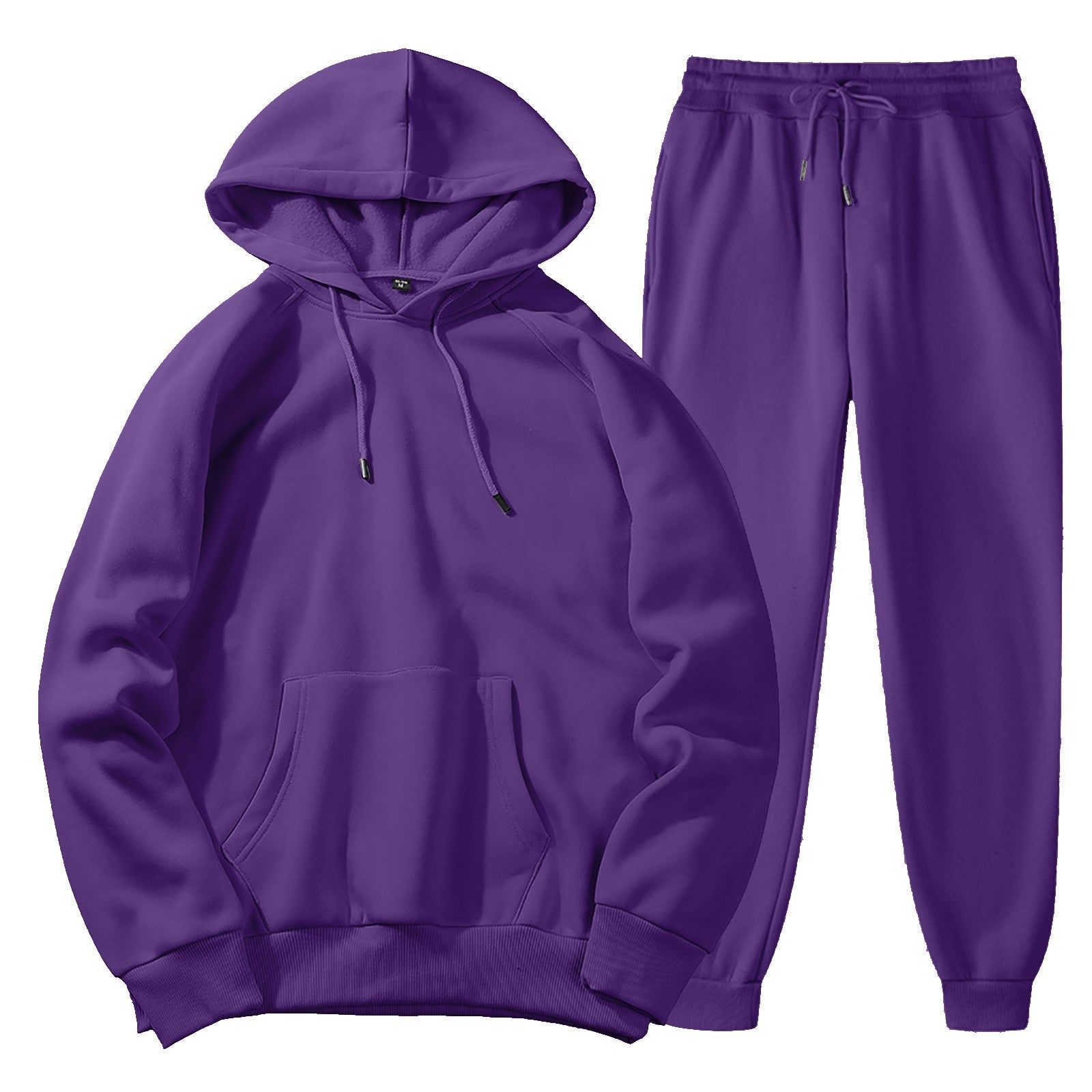 Men's Casual Solid Colour Sports Suit, Sports Hoodie and Trousers Set