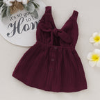 Kids' Organic Cotton Sleeveless Dress, Girls' Cute Dress with Bow Tie