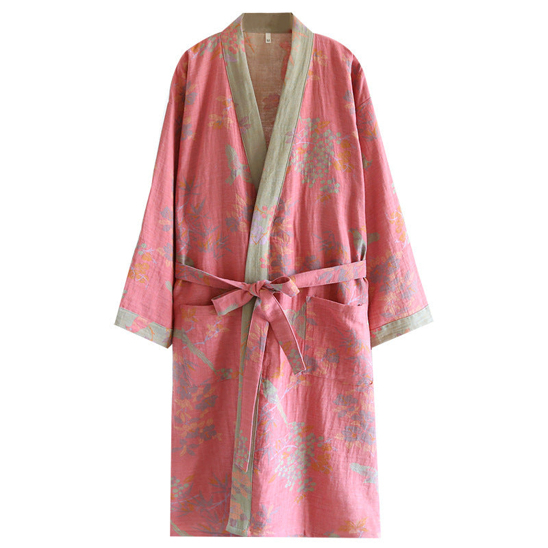 Retro Jacquard Bathrobe, Japanese Kimono Robe