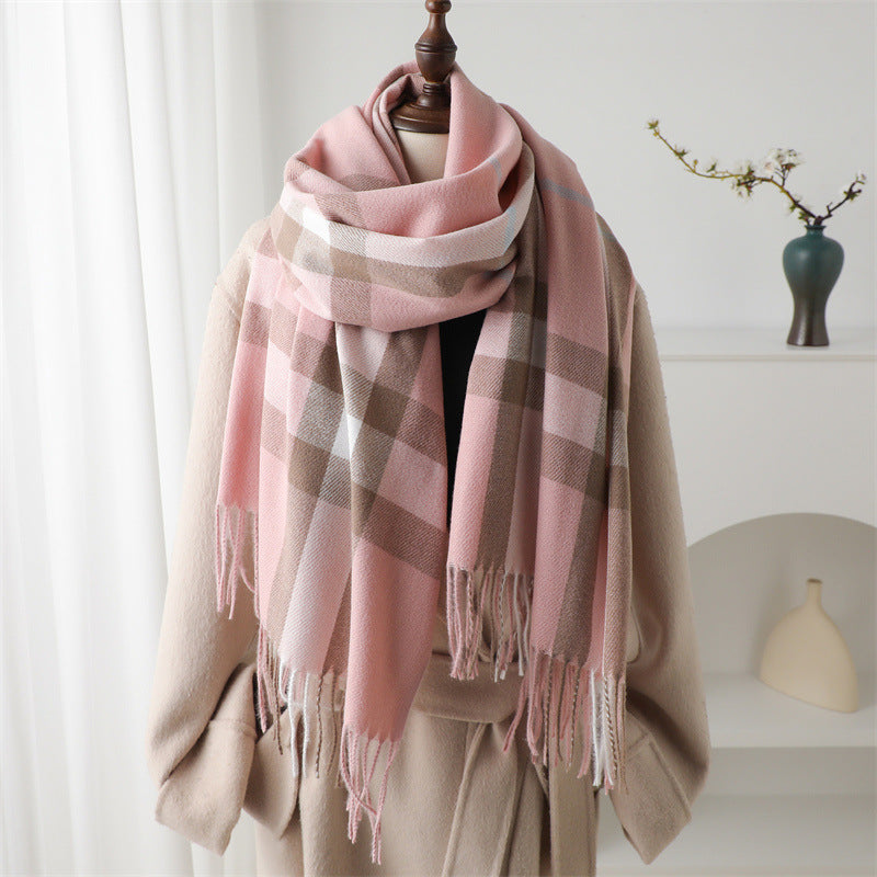 Cashmere-like Plaid Unisex Warm Shawl