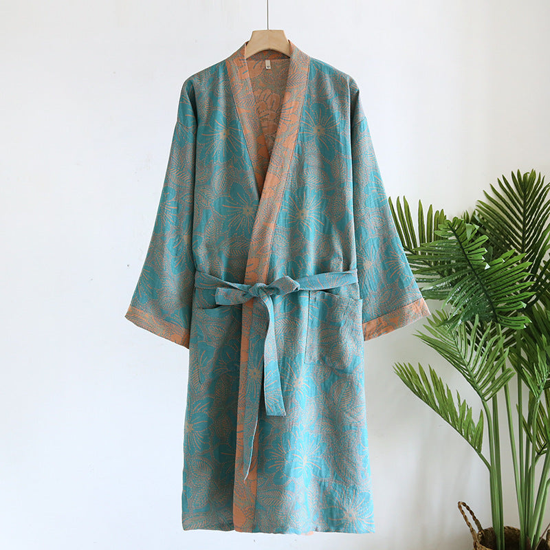 Retro Jacquard Bathrobe, Japanese Kimono Robe