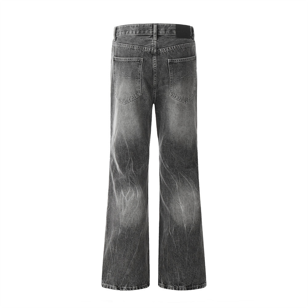 Vintage Washed Straight-Leg Denim Trousers