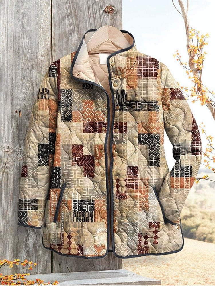 Women's Digital Printed Floral Jacket-Vintage Inspired Winter Jacket