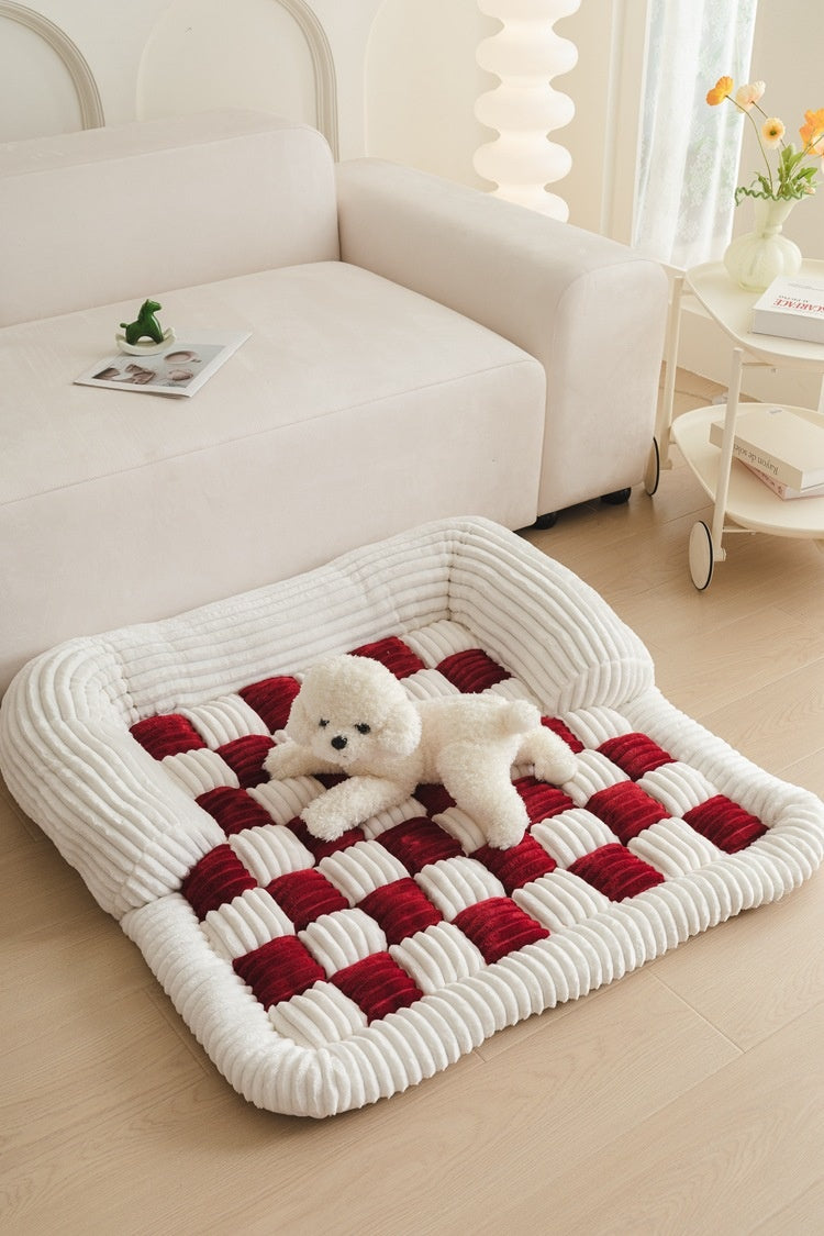 Chessboard Pet Blanket - Warm Reversible Kennel Pad & Sofa Cover