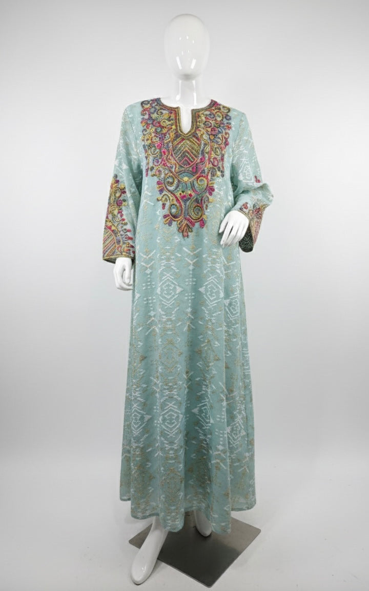 Embroidery Patchwork Evening Dress, Modest Evening Dress