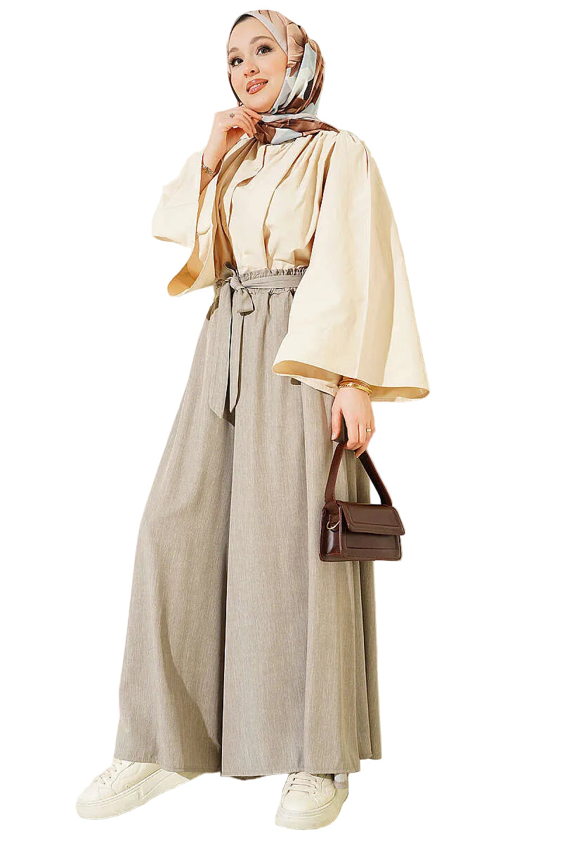 Oversize Tie-Up Trousers, Beige