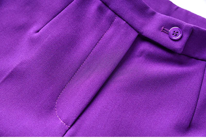Purple Tailored Jacket & Flared Trousers, Women's Business Suit