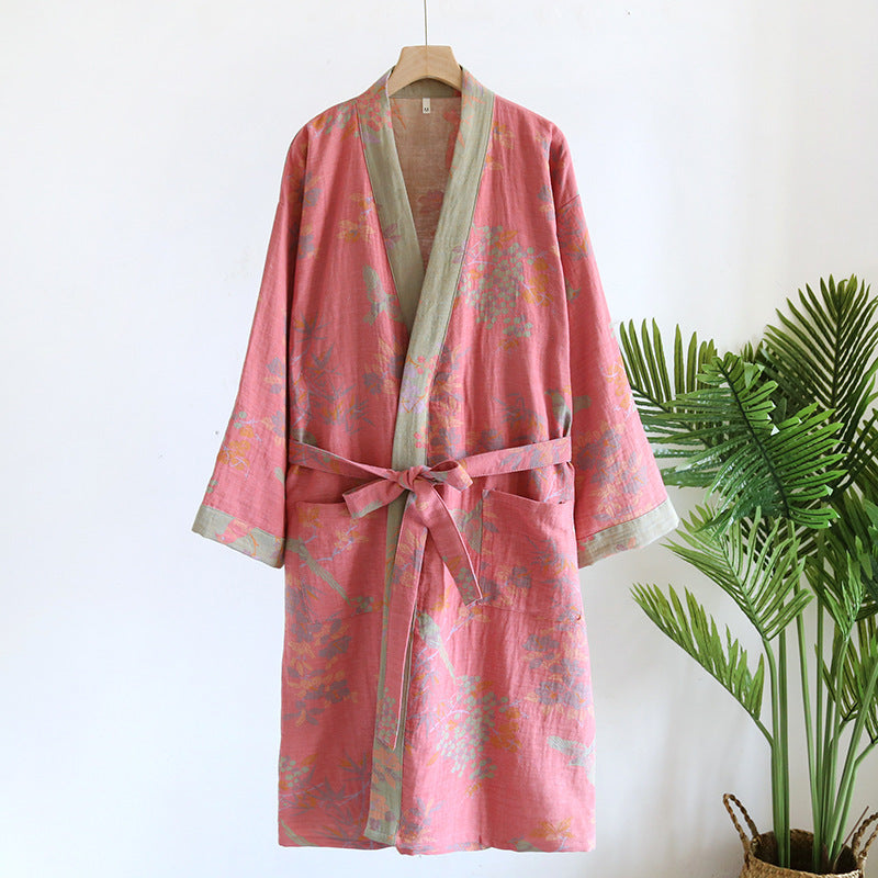 Retro Jacquard Bathrobe, Japanese Kimono Robe