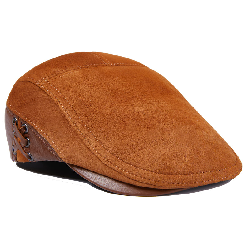 Genuine Leather Flat Cap for Men