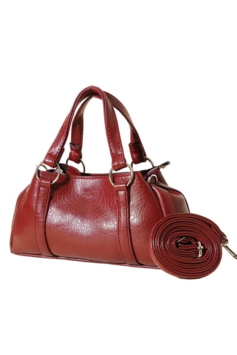 Burgundy Magnetic Zip Shoulder Bag
